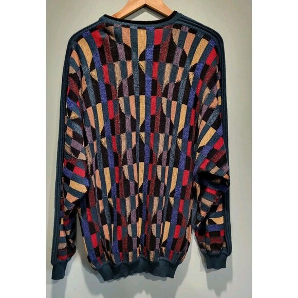 Vtg Mens St Croix Shop Multicolor Wool Blend 3-D Knit Sweater Sz L Oversized - Picture 4 of 6